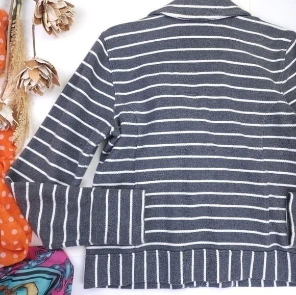 Loft Grey White Striped Blazer Sz S - Picture 11 of 13